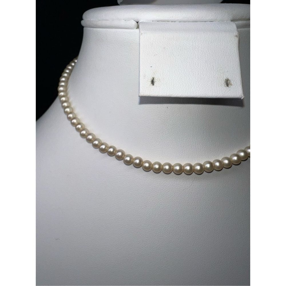 Vintage Signed‎ Marvella Faux Pearl with Rhinestone Hook Necklace - Picture 3 of 9